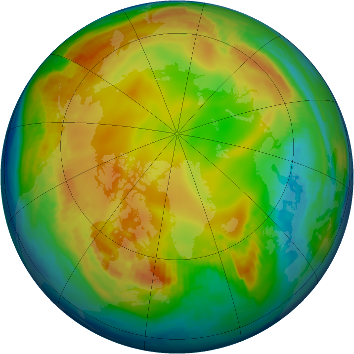 Arctic ozone map for 20 January 1999